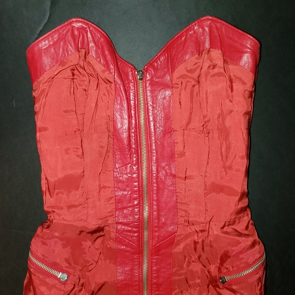 🔥RARE-VNTG-FLAWLESS 🔥SEXIEST RED LEATHER DRESS🔥 - Picture 11 of 16